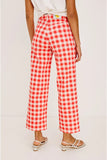 Rails X Giadzy Getty Crop Wide Leg Jeans style 799-219A-8704 in Tomato Gingham. Limited-Edition Tomato Red Gingham cropped wide leg spring summer jeans