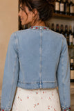 Rails Capistrano Jacket Style 714A-488A-8544 in Dainty Rose. all cotton Light wash embroidered denim jacket.  Bfree American Summer