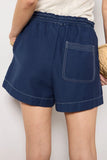 Rails Clothing ASTRA Short Style 618A-242C-005 in Navy. Women's Navy Elastic Tie Waist contrast stitch spring summer utility style shorts.