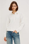 Rails Clothing Barlow Sweatshirt Style 535B-365D-003 in Ivory; All Cotton Polo Style Sweatshirt; Casual Fall Top