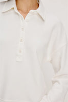 Rails Clothing Barlow Sweatshirt Style 535B-365D-003 in Ivory; All Cotton Polo Style Sweatshirt; Casual Fall Top