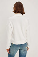 Rails Clothing Barlow Sweatshirt Style 535B-365D-003 in Ivory; All Cotton Polo Style Sweatshirt; Casual Fall Top