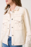 Rails Clothing  Briggs Jacket Style 659A-424B-9349 in Bone; cotton blend western inspired stitched women's stretch twill button front spring jacket/shirt