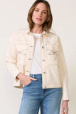 Rails Clothing  Briggs Jacket Style 659A-424B-9349 in Bone; cotton blend western inspired stitched women's stretch twill button front spring jacket/shirt
