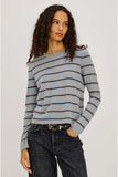 Rails Clothing Davie cotton cashmere long sleeve tee Style 883C-386E-4114 in Heather Sky; Cashmere Blend top to wear with jeans
