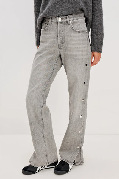 Rails Clothing Del Mar Boyfriend Jeans Style 716A-285B-8226 in Stone Grey Studded; Grey Wash High Rise Studded Fall Jeans