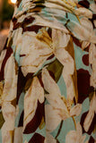 Close-up of the floral stretch mesh fabric highlighting the texture, print, and soft ruching of the Dolly dress. Rails Clothing Dolly Dress Style 566-103H-8745 in Plumeria