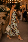 Side profile of the Dolly floral mesh dress highlighting the flattering fitted silhouette and flowing skirt.
 Rails Clothing Dolly Dress Style 566-103H-8745 in Plumeria