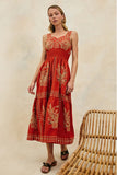 Rails Clothing Fawn Dress Style 651A-167D-7856 in Terracotta; Rails Embroidered Eyelet Cutout Floral Summer Midi Dress