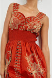 Rails Clothing Fawn Dress Style 651A-167D-7856 in Terracotta; Rails Embroidered Eyelet Cutout Floral Summer Midi Dress