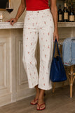 Rails Clothing Getty Crop Wide Leg Style 793-216A-8542 in Ecru Romantic Floral. Cotton stretch high rise embroidered cropped summer jeans. Bfree American Summer