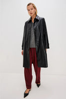 Rails Clothing Hills Jacket Style 784-432A-001 in Black Faux Leather;Faux Leather Long Fall Jacket;Mid Length faux leather fall jacket; 
