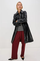 Rails Clothing Hills Jacket Style 784-432A-001 in Black Faux Leather;Faux Leather Long Fall Jacket;Mid Length faux leather fall jacket; 