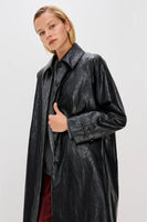 Rails Clothing Hills Jacket Style 784-432A-001 in Black Faux Leather;Faux Leather Long Fall Jacket;Mid Length faux leather fall jacket; 