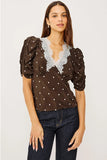 Rails Clothing Lazara top Style 927-609D-8470 in Cocoa Polka Dots; 
