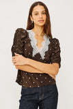 Rails Clothing Lazara top Style 927-609D-8470 in Cocoa Polka Dots; 