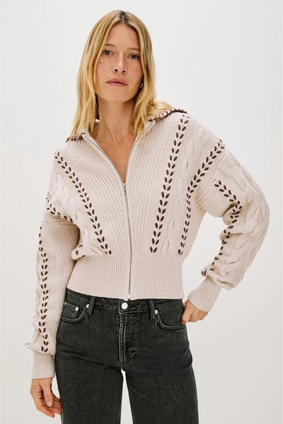 Rails Clothing Lune sweater Style 863A-374D-8277 in Oatmeal Brown Whipstitch 863A-374D-8277; 