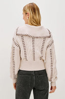 Rails Clothing Lune sweater Style 863A-374D-8277 in Oatmeal Brown Whipstitch 863A-374D-8277; 