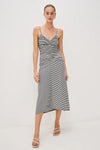 Rails Clothing Mari Dress style 575-163F-4424 in Navy Gingham; Ruched Spaghetti Strap Navy Gingham Midi Dress