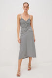 Rails Clothing Mari Dress style 575-163F-4424 in Navy Gingham; Ruched Spaghetti Strap Navy Gingham Midi Dress