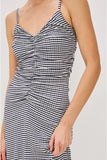 Rails Clothing Mari Dress style 575-163F-4424 in Navy Gingham; Ruched Spaghetti Strap Navy Gingham Midi Dress