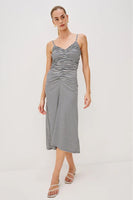Rails Clothing Mari Dress style 575-163F-4424 in Navy Gingham; Ruched Spaghetti Strap Navy Gingham Midi Dress