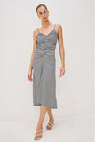 Rails Clothing Mari Dress style 575-163F-4424 in Navy Gingham; Ruched Spaghetti Strap Navy Gingham Midi Dress