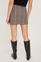 Rails Clothing Nial Skirt Style 305-248C-8297 in Mocha Check; Fall Check Wrap style mini skirt