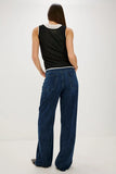 Rails Clothing Normandie pant Style 546-282C-8302 in Oceana;Tie Waist accent Dark Wash Denim Pant; 