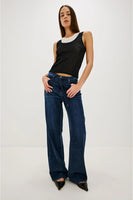 Rails Clothing Normandie pant Style 546-282C-8302 in Oceana; Tie Waist accent Dark Wash Denim Pant; 