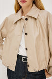 Rails Clothing North Jacket Style 784-422A-2971 in Dune; Tan, Oversized Collar, Button Front, adjustable Drawstring Hem elevated spring jacket.