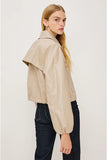 Rails Clothing North Jacket Style 784-422A-2971 in Dune; Tan, Oversized Collar, Button Front, adjustable Drawstring Hem elevated spring jacket.