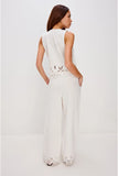 Rails Clothing Oregon Top Style 686A-671C-8520 in White Palm Embroidery;  White Linen Tie Front Resort Summer Top