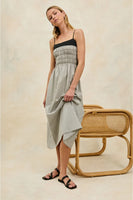 Rails Clothing Primrose Dress Style 670-114F-7896 in ivory jet gingham; Layered Spaghetti Strap Gingham Dress; Summer Dress; Modern Gingham Dress