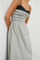 Rails Clothing Primrose Dress Style 670-114F-7896 in ivory jet gingham; Layered Spaghetti Strap Gingham Dress; Summer Dress; Modern Gingham Dress