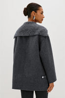 Rails Clothing Silves jacket Style 917-402B-008 in Charcoal Grey; Wool Blend Fall Jacket, Grey Zip Front Wool Blend Jacket, Fall/ Winter Outerwear