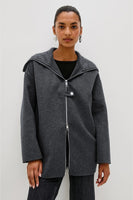 Rails Clothing Silves jacket Style 917-402B-008 in Charcoal Grey; Wool Blend Fall Jacket, Grey Zip Front Wool Blend Jacket, Fall/ Winter Outerwear