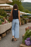 Rails Clothing The Boxy Tank Style 813-383A-001 in Black. Back view of the Boxy Tank in Black showing its wide shoulder straps, sleeveless shape, and relaxed boxy fit.