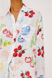 Rails X Giadzy Charli Shirt Style 200-766-8759 in White Antipasti. Women's Linen Blend Italian inspired print button down spring summer shirt