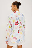 Rails X Giadzy Charli Shirt Style 200-766-8759 in White Antipasti. Women's Linen Blend Italian inspired print button down spring summer shirt