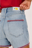 Rails X Giadzy Rancho Short Style 711A-217D-8703 in Ciao Indigo. Limited-edition Embroidered Pocket and hem detail cotton denim spring summer shorts