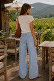 Rails Clothing Cady Top Style 826D-359E-1063 in Stone. Back view of the Cady knit top highlighting the rolled neckline and classic relaxed fit.