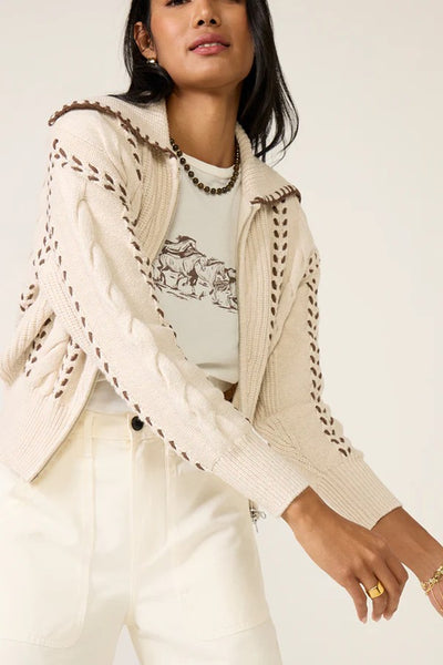 Rails Clothing Lune sweater Style 863A-374D-8277 in Oatmeal Brown Whipstitch 863A-374D-8277; 