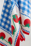 Rails X Giadzy Cosima Scarf Style 922-550B-8837 in Gingham Tomatoes. 100% Silk Limited-Edition Gingham w/ Tomatoes Spring Summer Scarf