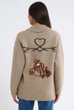Rumored Clothing Wild Horses Cardigan in Heathered Mocha; Western Horse Themed Fall Cardigan; Equestrian Inspired Cardigan