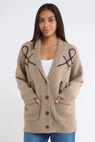 Rumored Clothing Wild Horses Cardigan in Heathered Mocha; Western Horse Themed Fall Cardigan; Equestrian Inspired Cardigan