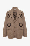 Rumored Clothing Wild Horses Cardigan in Heathered Mocha; Western Horse Themed Fall Cardigan; Equestrian Inspired Cardigan