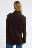Rumored Clothing Yellowstone Jacket in Espresso Suede; Mid-Length Brown Suede Fall Jacket; Espresso Brown Fall Suede Jacket; Mid Length Suede Jacket