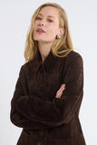 Rumored Clothing Yellowstone Jacket in Espresso Suede; Mid-Length Brown Suede Fall Jacket; Espresso Brown Fall Suede Jacket; Mid Length Suede Jacket