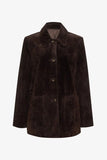 Rumored Clothing Yellowstone Jacket in Espresso Suede; Mid-Length Brown Suede Fall Jacket; Espresso Brown Fall Suede Jacket; Mid Length Suede Jacket